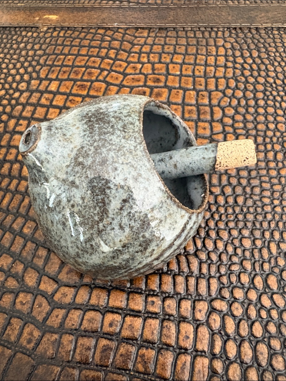 Pottery Salt Pig Salt Holder With Spoon